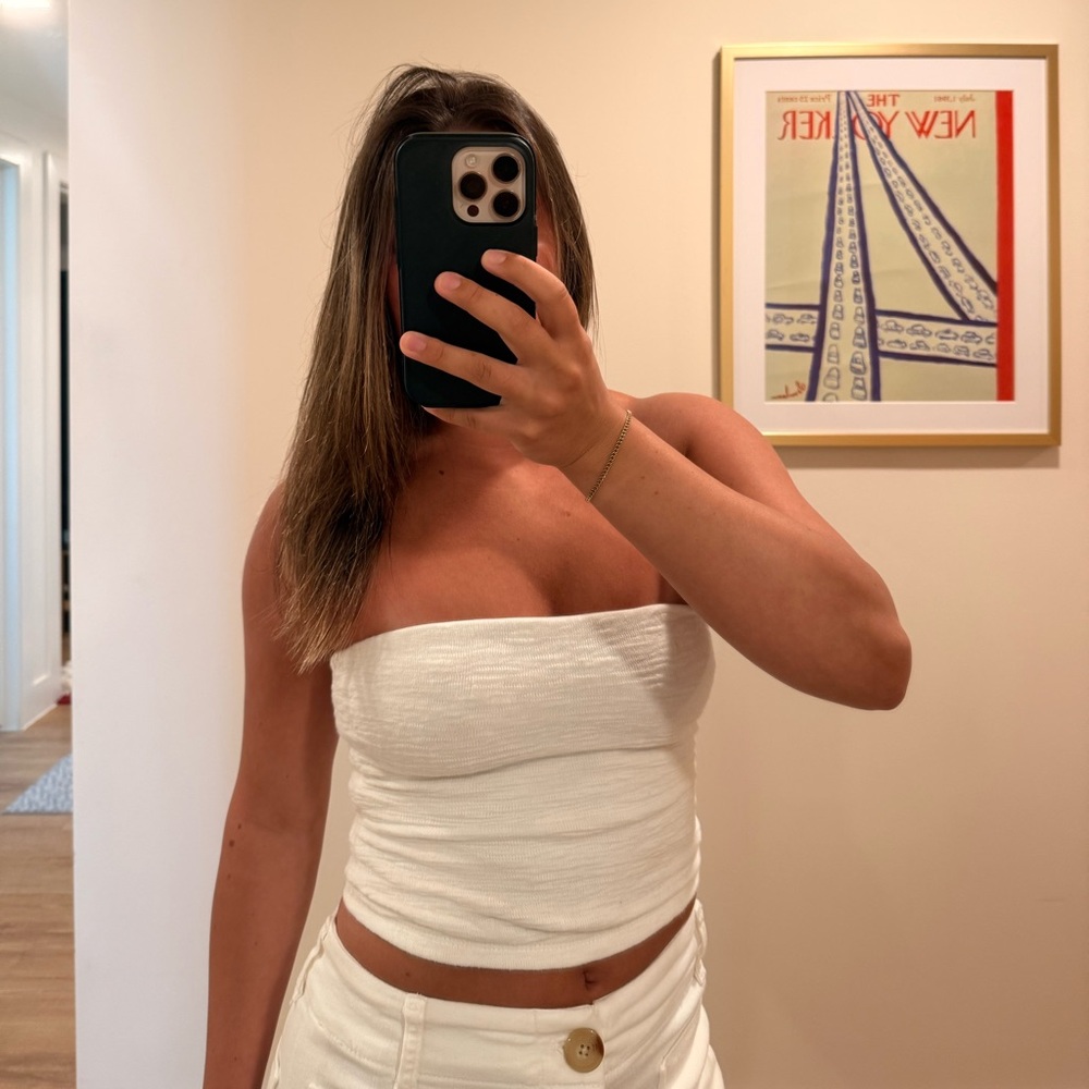 White Strapless Tube Crop Top - Classic Summer Staple